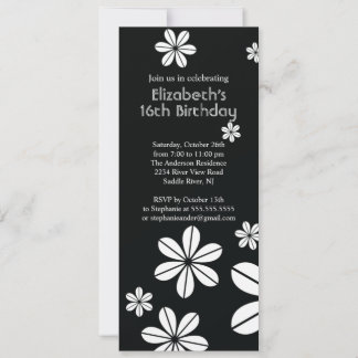 Convite Mod Flowers Sweet Sixteen Birthday Invitation