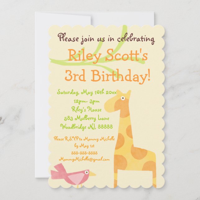 Convite Mod Jungle Animal Birthday (Frente)
