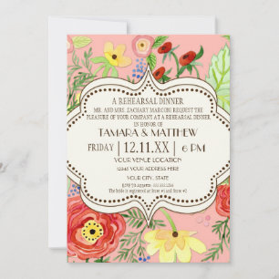 Convite Mod Modern Floral Ranunculus Folheto Rosa