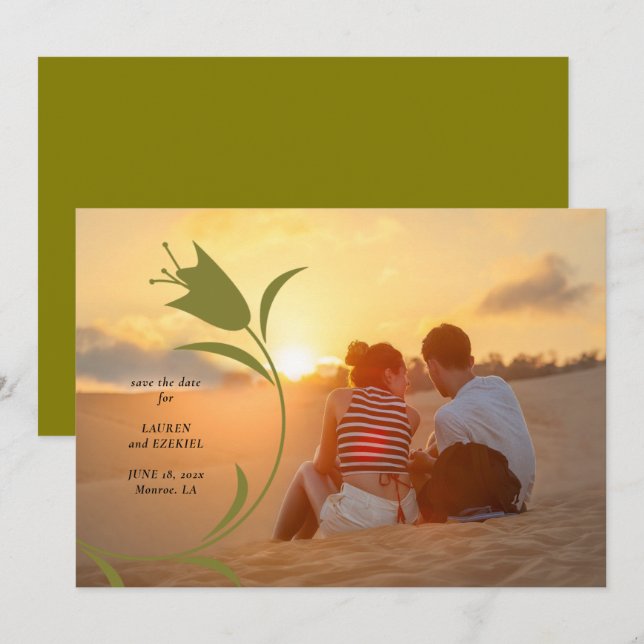 CONVITE MOD OLIVE TULIP CASAMENTO SALVE A DATA (Frente/Verso)