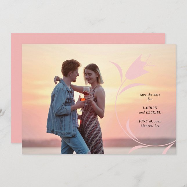 CONVITE MOD PINK TULIP WEDING SALVE A DATA (Frente/Verso)