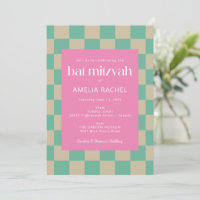 Mod Rosa Mint Verde Checkerboard Bat Mitzvah