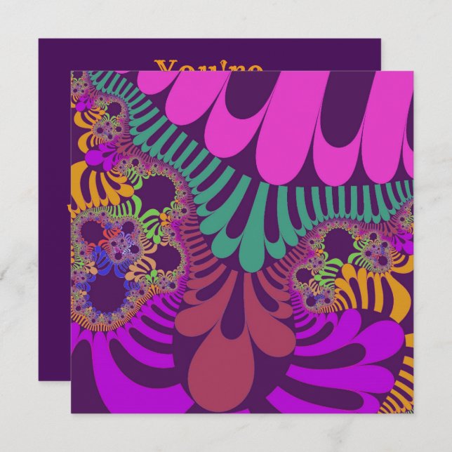 Convite Mod roxo e rosa (Frente/Verso)