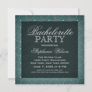 Convite Mod Swirls Festa de solteira Invite, Aqua