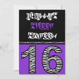 Convite Mod Zebra Print Sweet 16 [roxo]