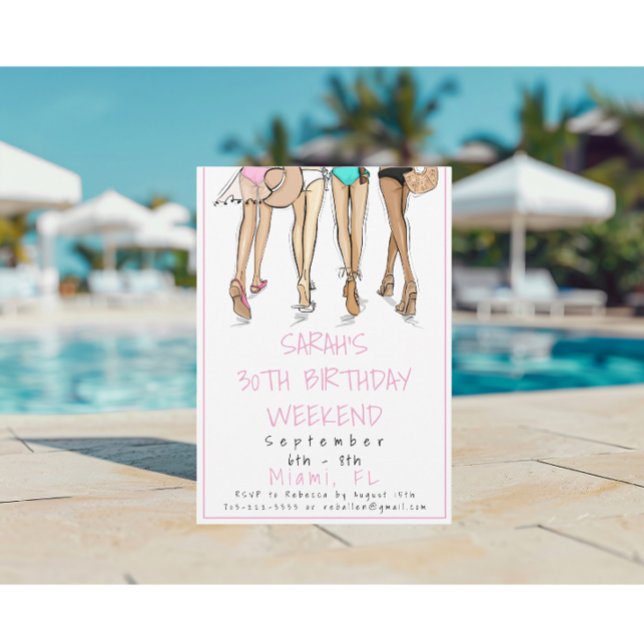 Convite Moda Bikini no Fim de Semana da Festa de aniversár (Criador carregado)