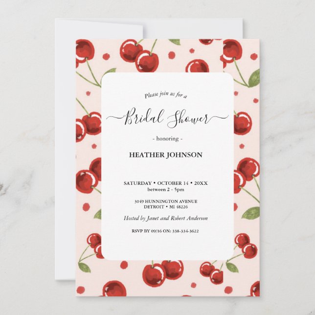 Convite Moda Coquette Cherry en una gran ducha de novia (Frente)