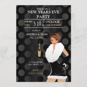 Convite Moda de Ano Novo Menina Vestido de Festa