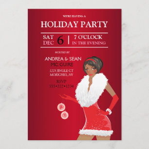 Convite Moda de Natal Afro-Americana Garota Feriado
