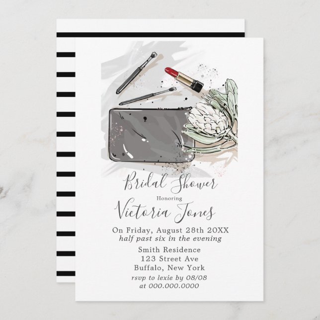 Convite Moda Francesa E Chá de panela De Protea (Frente/Verso)