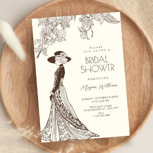 Convite Moda romântica vintage chá de noiva