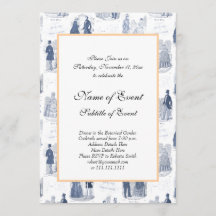 Moda Vintage Azul e Branco Francês Toile