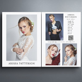 Convite Model Actor 5x7 Comp SED Card QR 4 Photo 2 Sided