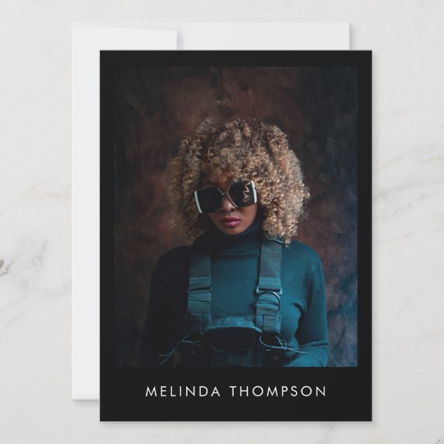 Convite Model Actor Modeling Comp Card 5 Photo Black (Frente)