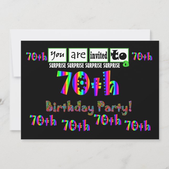 Convite Modelo 70 SURPRISE Festa de aniversário (Frente)