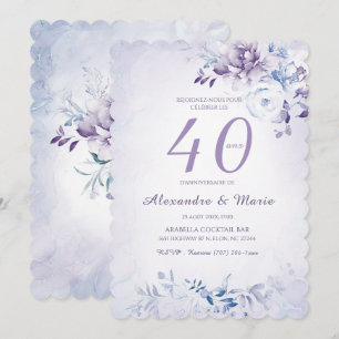Convite Modelo Aniversário 40 anos Cor Lavanda