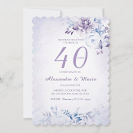 Convite Modelo Aniversário 40 anos Cor Lavanda