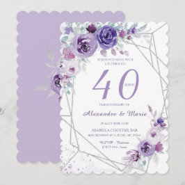 Convite Modelo Aniversário 40 anos Cor Lavanda