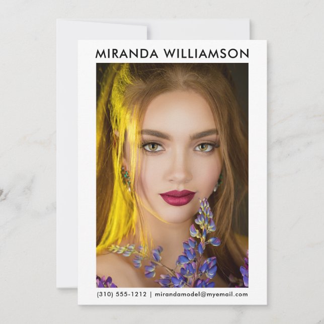 Convite Modelo Ator 1 Fotografia Comp Card 5x7 White (Frente)