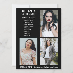 Convite Modelo Ator 3 Photo Pro Comp Card