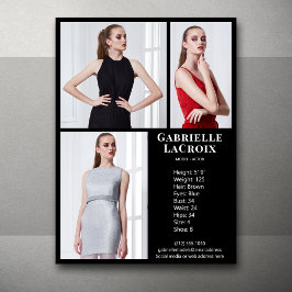 Convite Modelo Ator 3 Photo Pro Comp Card Modelo Black