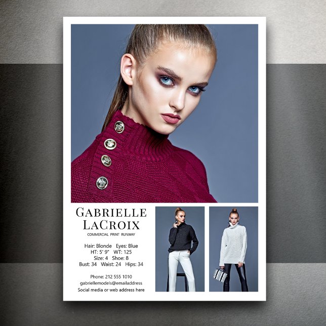 Convite Modelo Ator 3 - Placa fotográfica Comp Modelo 5x7  (Available in print or instant digital download for quick messaging, email or self printing.)