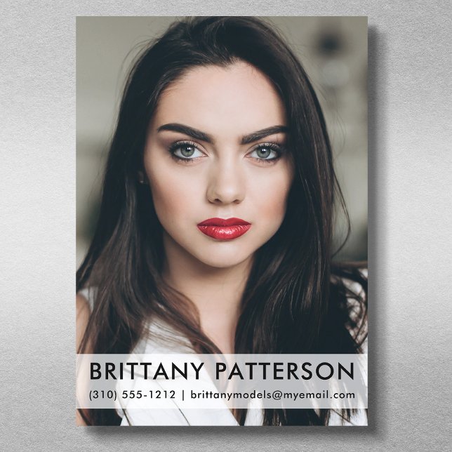 Convite Modelo Ator 5x7 Comp Card 1 Photo Wht (Available in high quality print or digital download for quick messaging, email or self printing.)