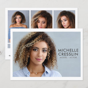 Convite Modelo Ator 5x7 Comp Zed Card 3 Photo Back