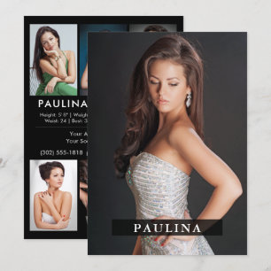 Convite Modelo Ator 5x7 Comp Zed Card 7 Foto 2 Lado