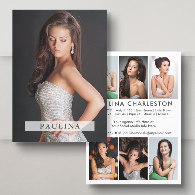 Convite Modelo Ator 5x7 Comp Zed Card 7 Photo 2 Sided (Available in high quality print or digital download for quick messaging, email or self printing.)