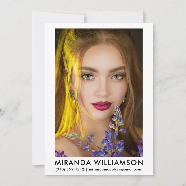 Convite Modelo Ator Comp Card 1 Foto 5 x 7 Branco (Frente)