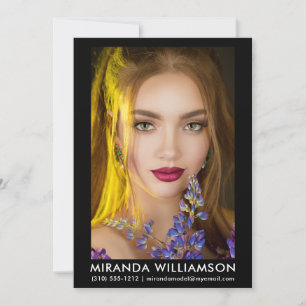 Convite Modelo Ator Comp Card 1 Foto 5 x 7 Preto