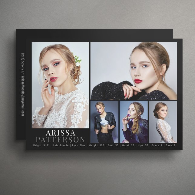 Convite Modelo Ator Comp Card 6 Foto 5x7 (Available in high quality print or digital download for quick messaging, email or self printing.)