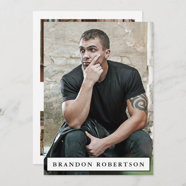 Convite Modelo Ator Comp Zed Card 5x7 | 2 Foto Do Lado 5 (Frente/Verso)