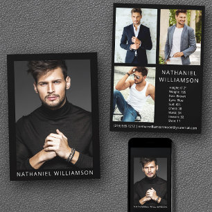 Convite Modelo Ator Modern Pro 4 Photos Comp Card