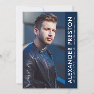 Convite Modelo Ator Photo Comp Card 5x7 Dk Blue AP