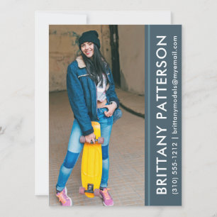 Convite Modelo Ator Photo Pro Comp Card Blue