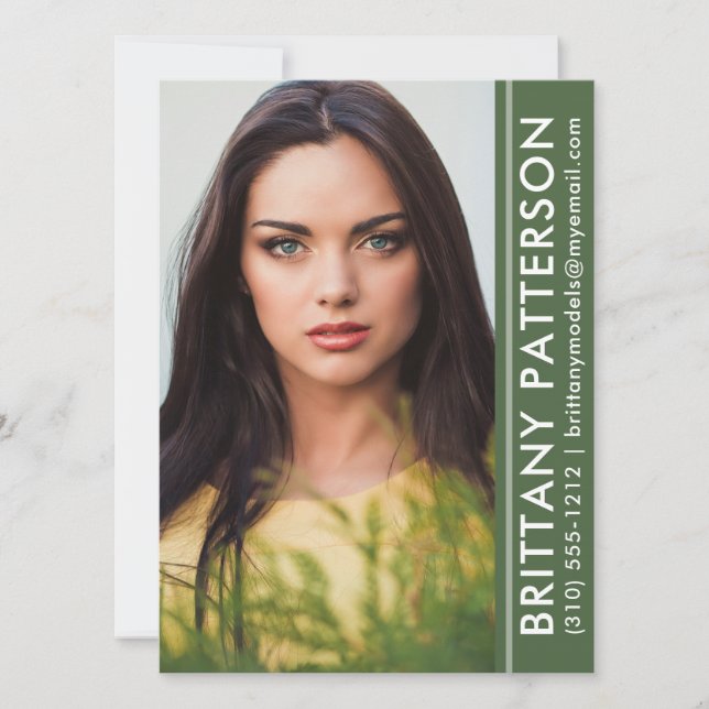 Convite Modelo Ator Photo Pro Comp Card Green (Frente)