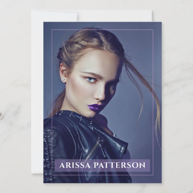 Convite Modelo Ator Pro Comp Card 1 Photo Violet (Frente)