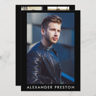 Convite Modelo Ator Pro Comp Card Male 5 Photo Black