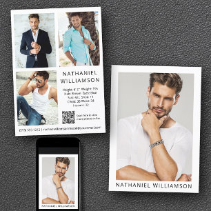 Convite Modelo Ator QR Code 4 Photo Pro Comp Card