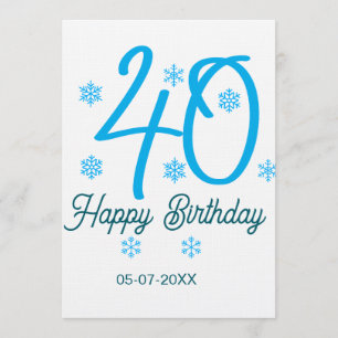 Convite modelo azul de 40º aniversário adicionar nome data