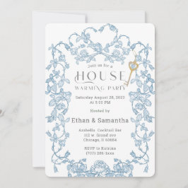 Convite Modelo Azul para Festa de Inauguração da Casa