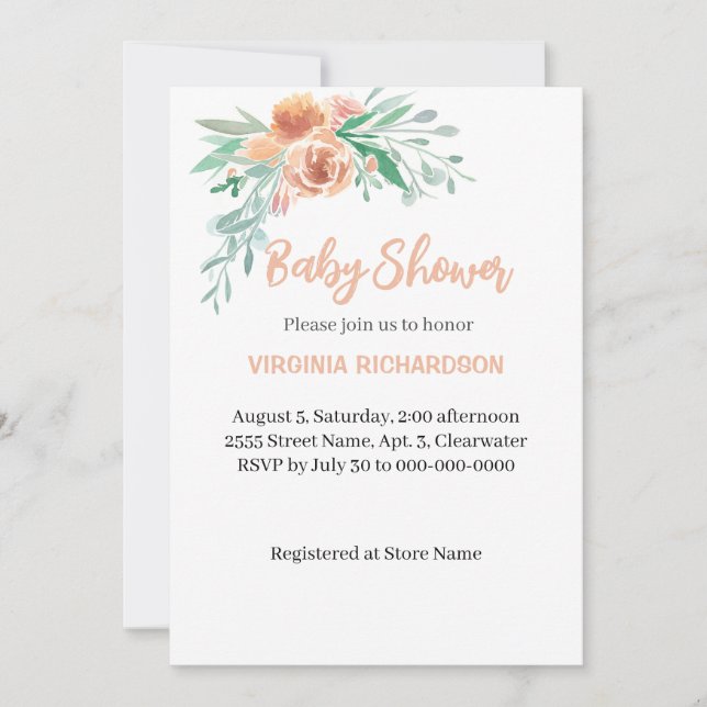 Convite Modelo Chá de fraldas precioso (Frente)