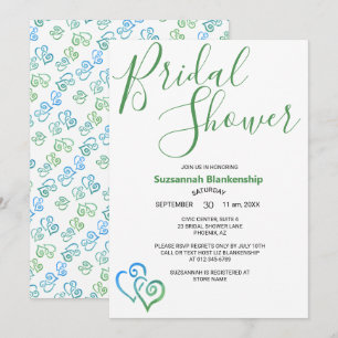 Convite Modelo Chá de panela de Corações Vinculados a Azul