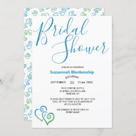 Convite Modelo Chá de panela de Corações Vinculados Verde