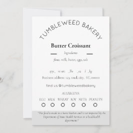 Convite Modelo da etiqueta da Comida de algodão