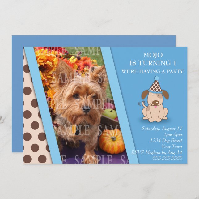 Convite Modelo da foto do partido do filhote de cachorro (Frente/Verso)