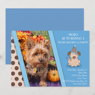 Convite Modelo da foto do partido do filhote de cachorro