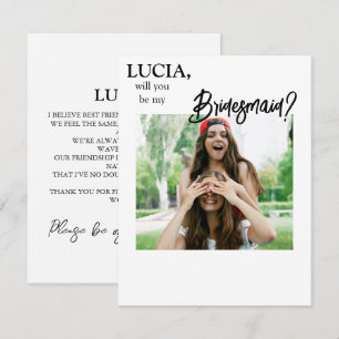 Convite Modelo da placa de proposta da Photo Bridesmaid